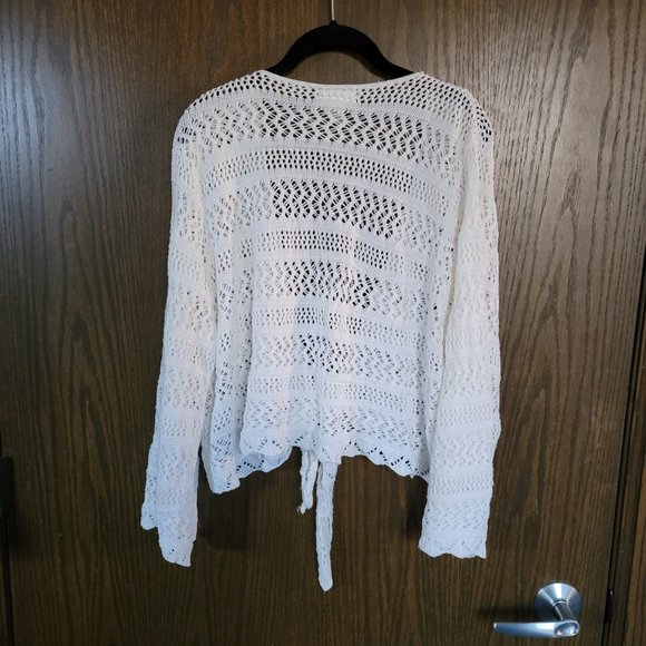 Dress Barn White Crochet Tie Front Sweater Size 3X - Picture 4 of 6